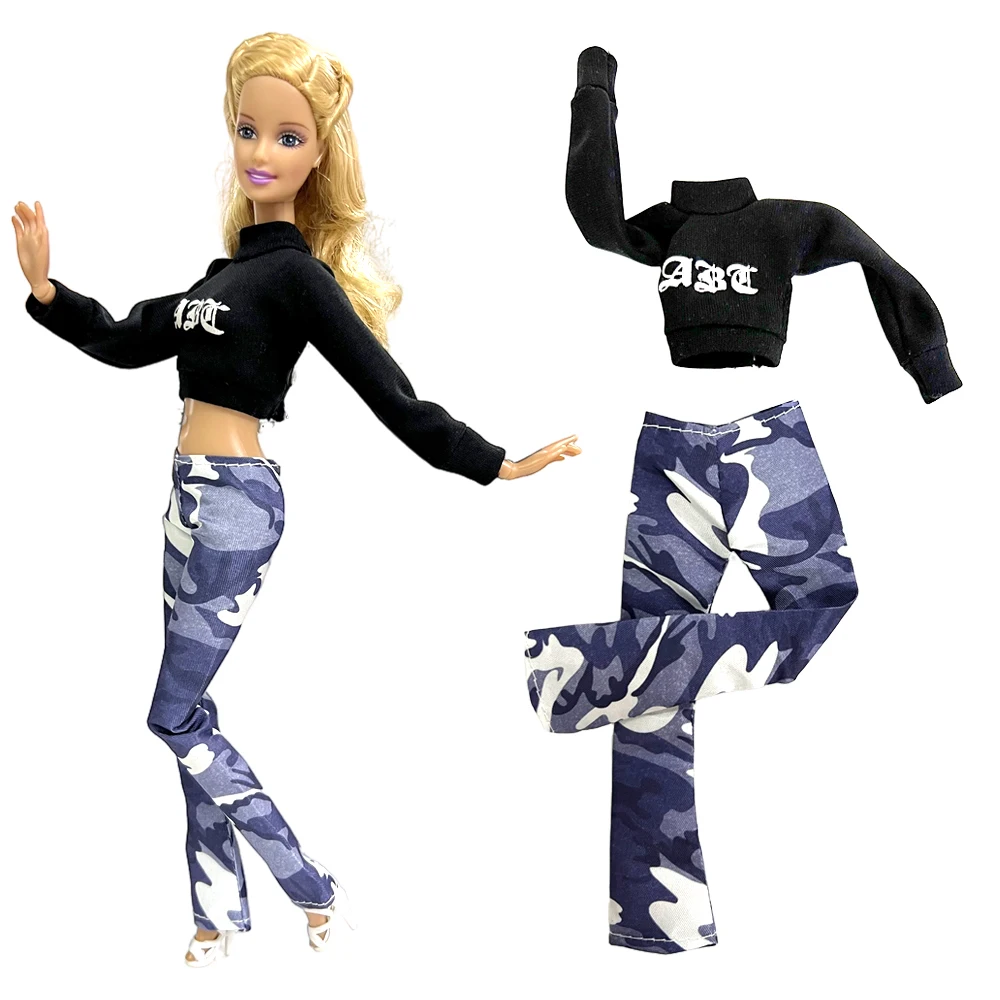 NK Set inch Doll Clothes Fashion Black Shirt Long Trouseres