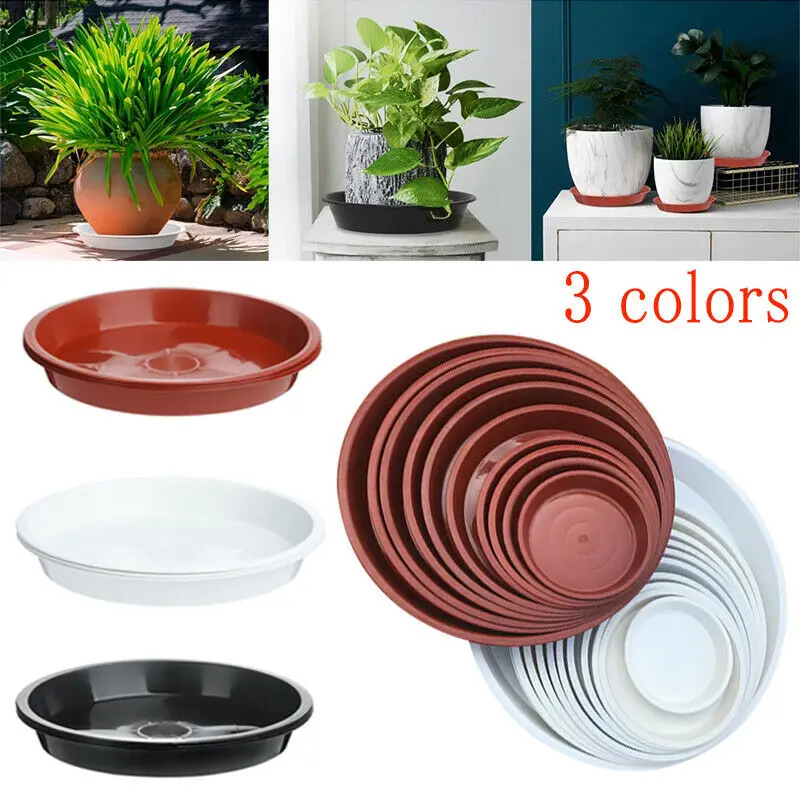 6 X ROUND PLASTIC PLANT FLOWER SAUCER PLATE TRAY POT BASE WATER PLANTER TRAY 