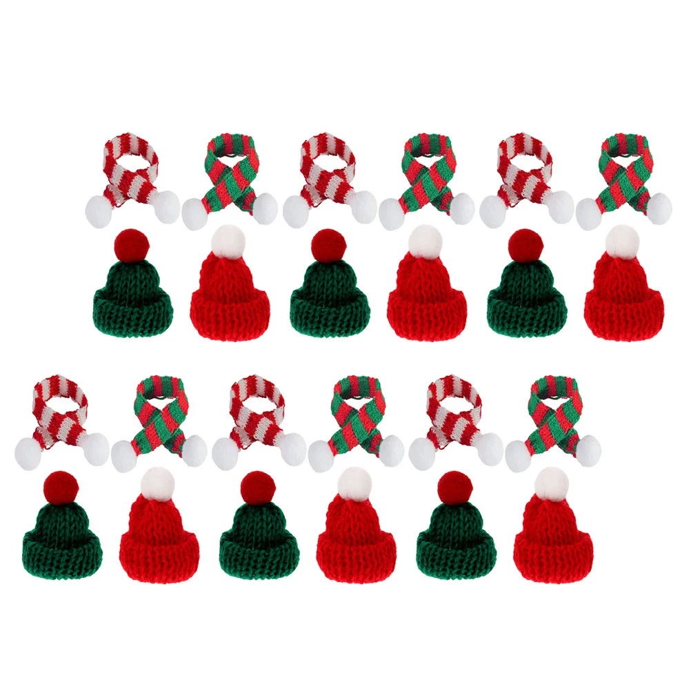 

Mini Christmas Knit Hat Scarf DIY Wine Bottle Cover Decor Mini Woolen Hat Wine Bottle Decorative Hat DIY Handmade