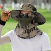 Anti-UV Wide Brim Sun Hat With Face Mask Adjustable Agricultural Work Hat Outing Hiking Fisherman Hat Breathable Beach Bucket 4