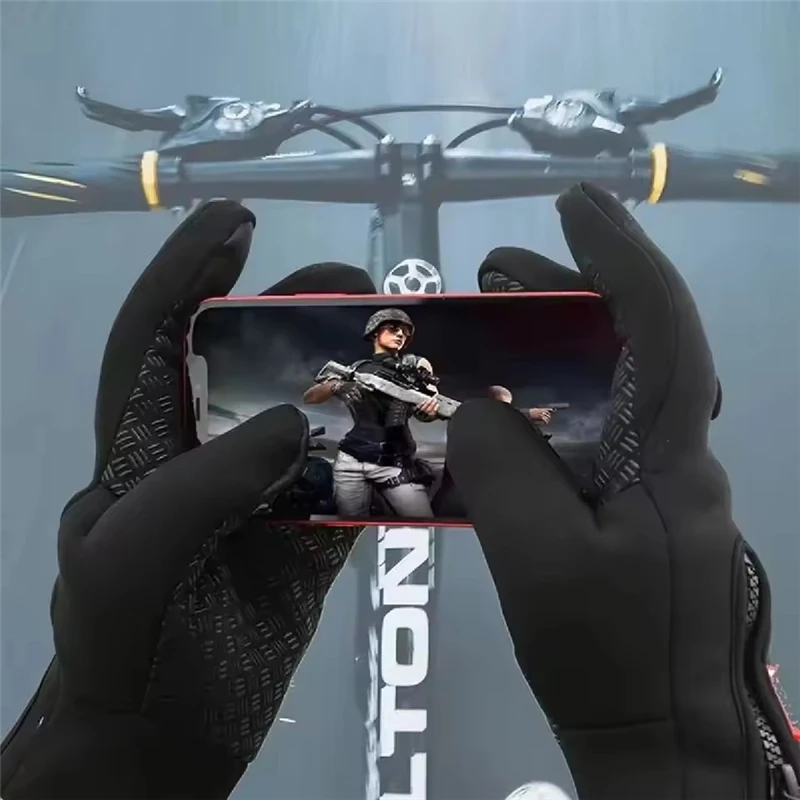 Men's Autumn and Winter Cold Resistant Bicycle Gloves Warm Outdoor Sports Running  Camping Skiing Gloves Motorcycle