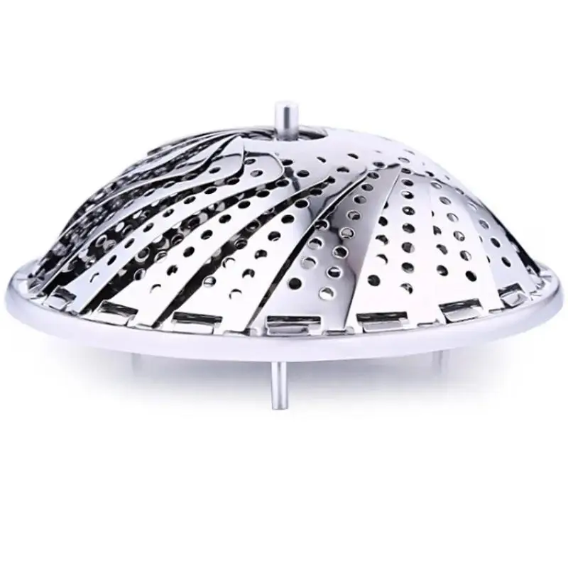 Household Stainless Steel Steamer Portable Folding Retractable Vegetable Steaming Plate Fruit Drippin Plate Mantou Steamer Frame