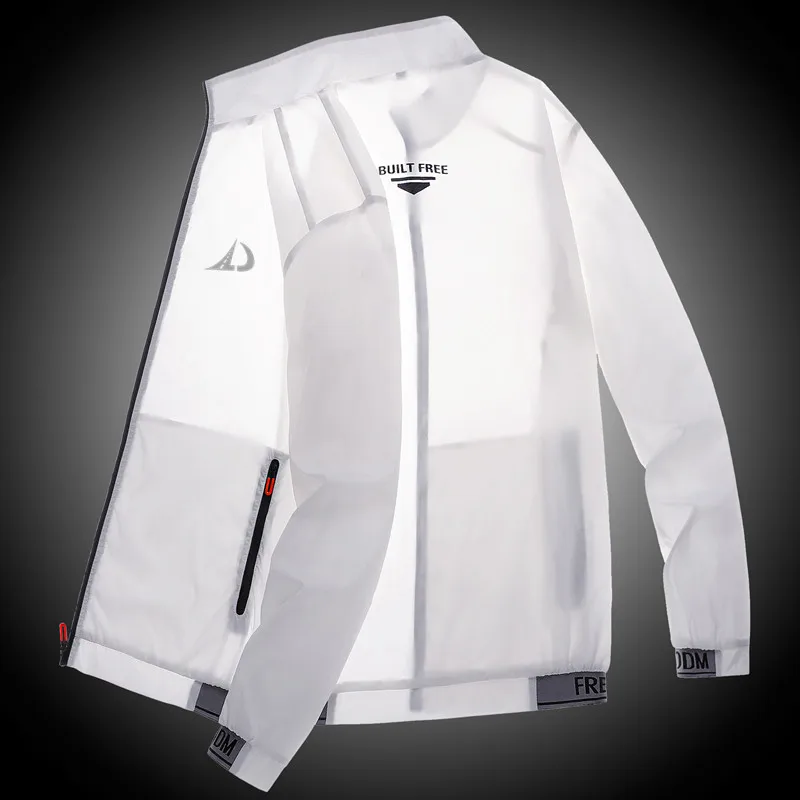 

Мужская куртка с защитой от солнца, одежда с воротником-стойкой, быстросохнущее ультратонкое пальто с карманами на молнии и длинными рукавами, с защитой от УФ-лучей, для рыбалки из ледяного шелка