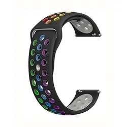 Breathable Sports Silicone Strap - Versatile 20mm/22mm Wristband - COROS APEX 2 (Black Rainbow)