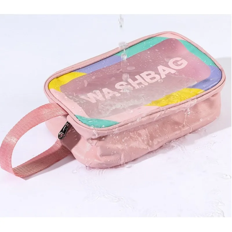 New PU Women Travel Storage Bag Cosmetic Bag Makeup Bag Travel Organizer Bags Waterproof Washbag Transparent Cosmetic Cases 5