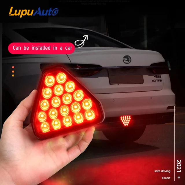 Universal Car Tail Light Flashing Brake Light Triangle Style Light Anti Collision Brake Auto Tail Warning Brake Signal Lamp 12V