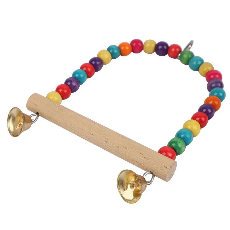 Pet Toy Bird Swing Toys Parrot Wooden Swing Stand Parrot Toy Bird Toy Pet Supplies accesorios para pájaros(S:12x15cm/ L:18*22cm) 3