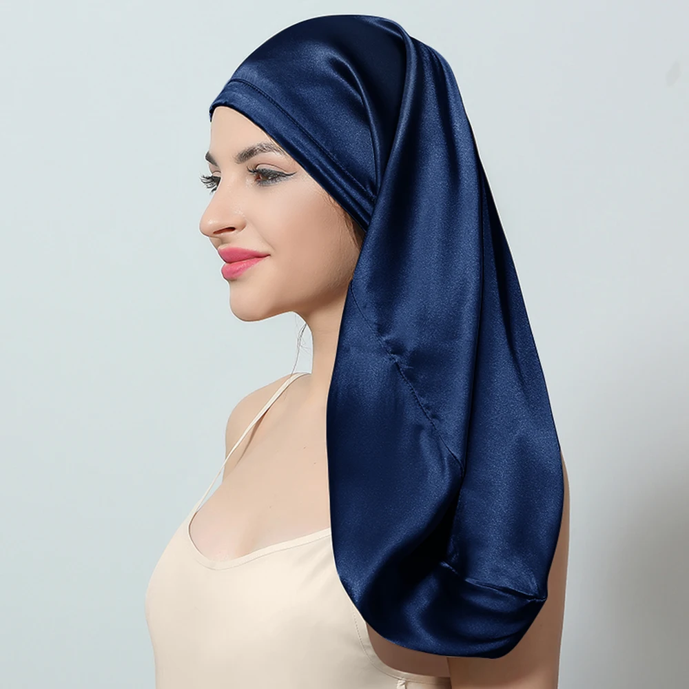 16 momme mulberry silk long sleeping hair cap
