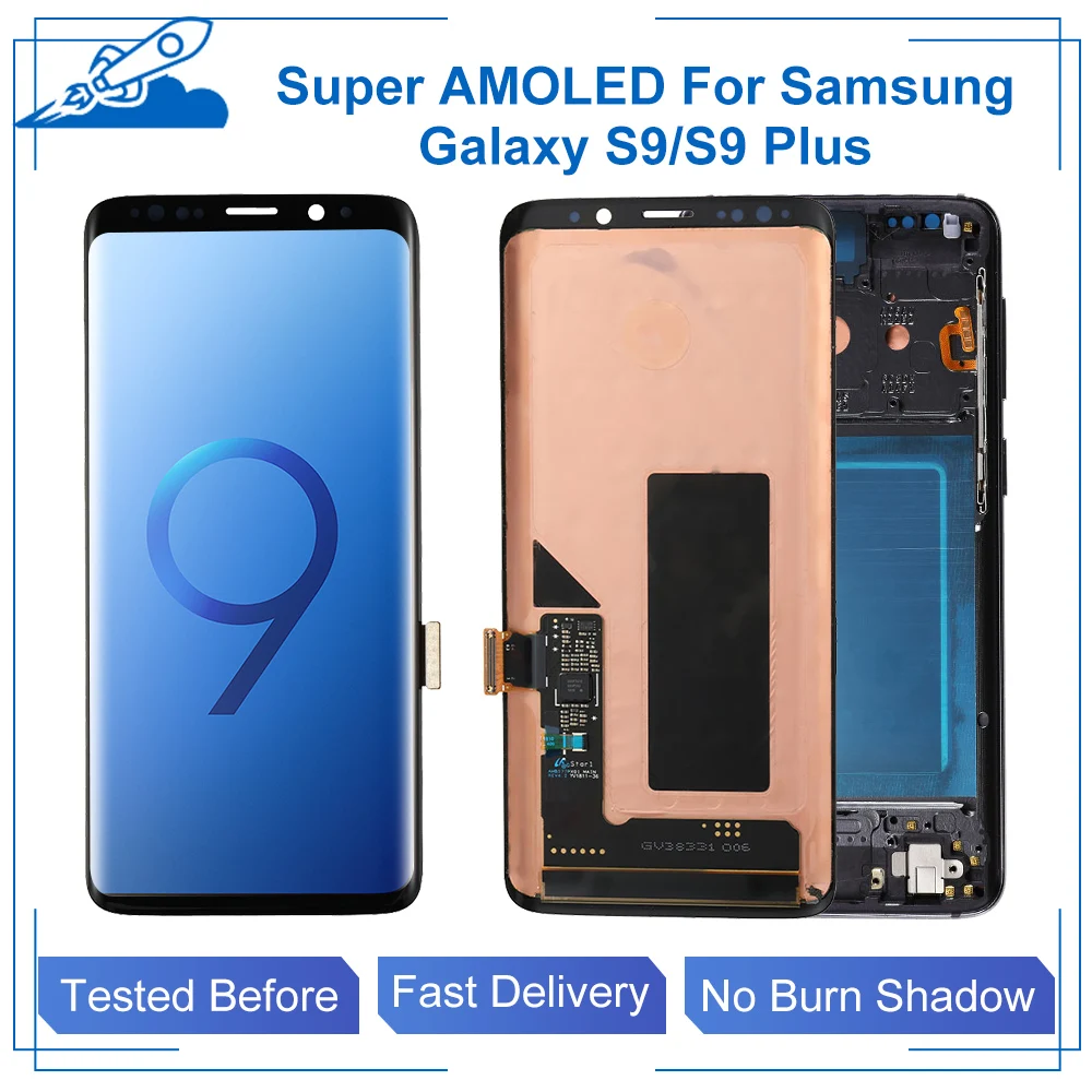 

Super AMOLED For Samsung Galaxy S9 S9 Plus Pantalla LCD Touch Screen Display Digitize Assembly Replacement Frame NO Burn Shadow