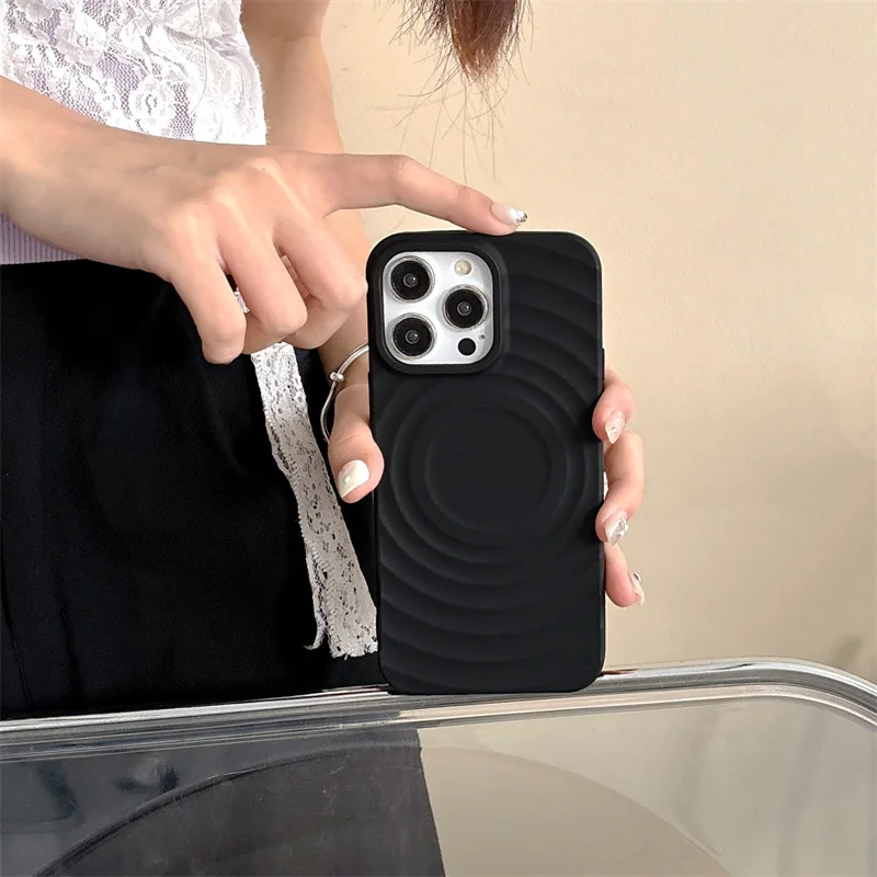 3D Water Ripple Liquid Silicone Magsafe Phone Case For iPhone