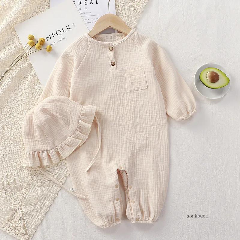 Baby Clothes Newborn Jumpsuit Girls Boys Muslin Spring Autumn Cotton Long Sleeve Infants Romper 0-24M 4