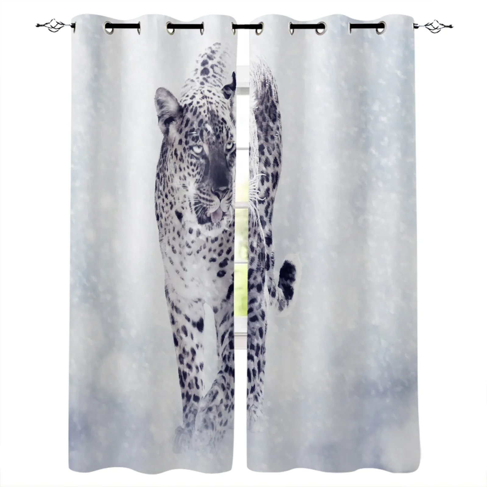 

Leopard Animal Snowflake Winter Blackout Curtains Window Curtains For Bedroom Living Room Decor Window Treatments