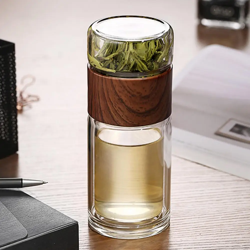 Tea Drink Glass Bottle Heat-resisting Portable Tea Container Double Wall Glass Cup