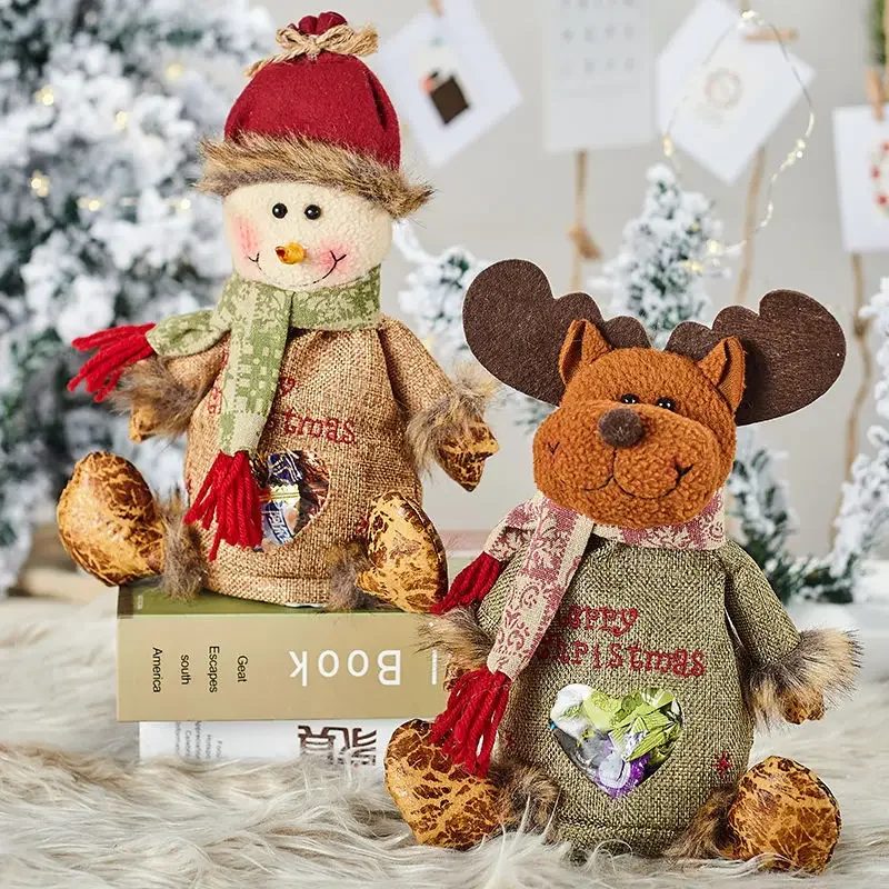 Santa Claus Snowman Apple Bag Eve Doll Christmas Candy Bag Children's Holiday Packaging Bag Creative Christmas Gift Bags Decor