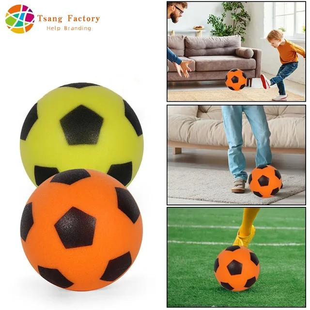 Size 2/3 Silent Football for Child Indoor Sports Game PU Foam Soccer Ball No Noise Bouncing Ball Suitable for 1-10 Years Old Boy