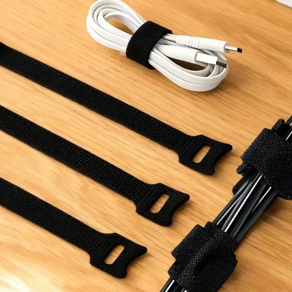 Reusable Nylon Cable Straps and Wire Organizers - Hook and Loop Fastening Ties (100-Pack)