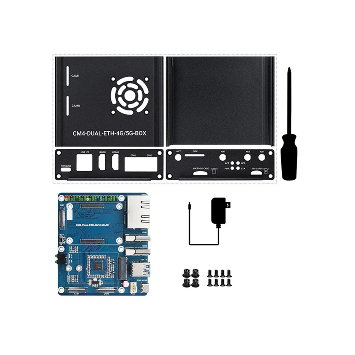 

For CM4 Dual Gigabit Ethernet Port Expansion Board Core Board Computing Module with Case EU Plug