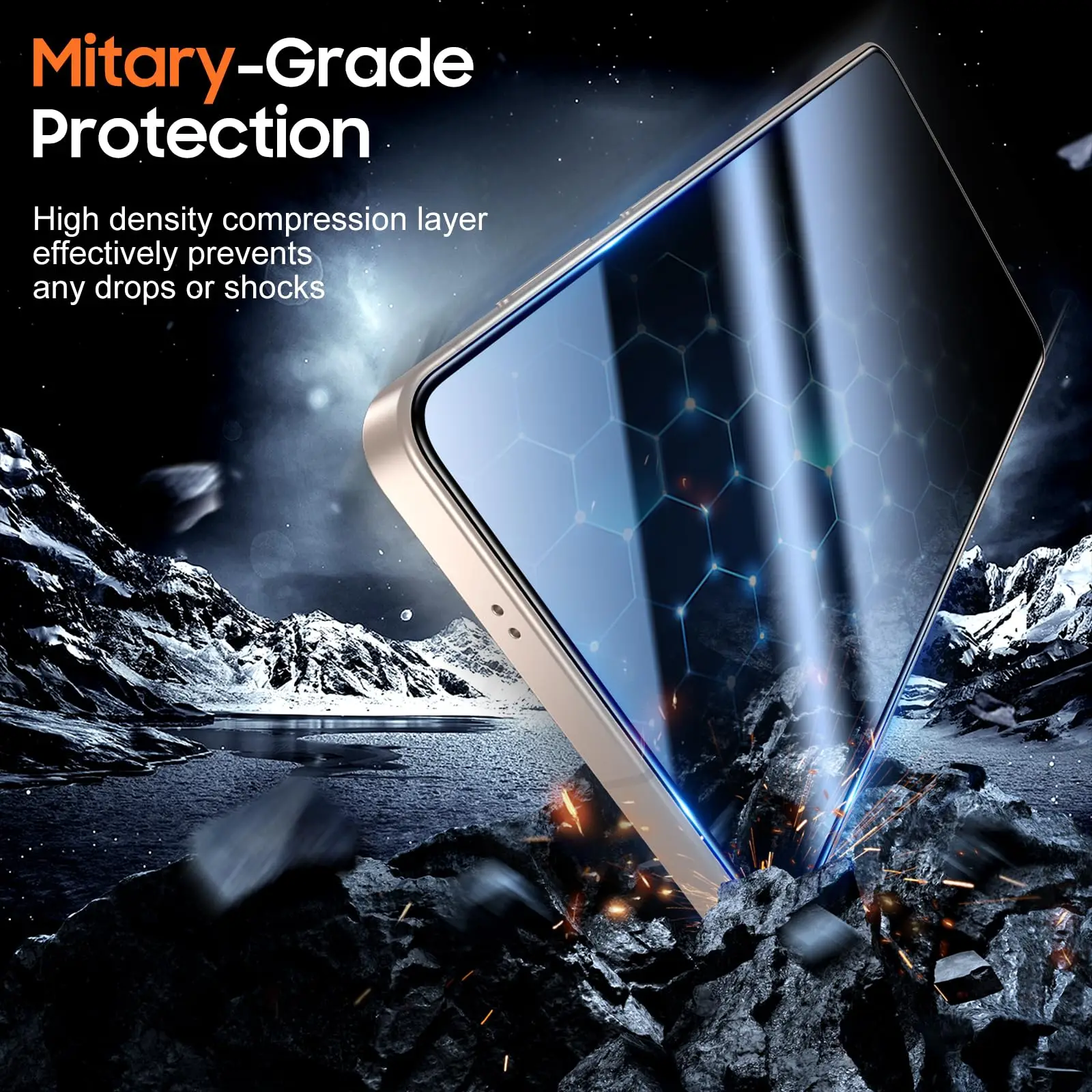 2-Pack Anti-Spy Privacy Tempered Glass Screen Protector with Fingerprint Unlock