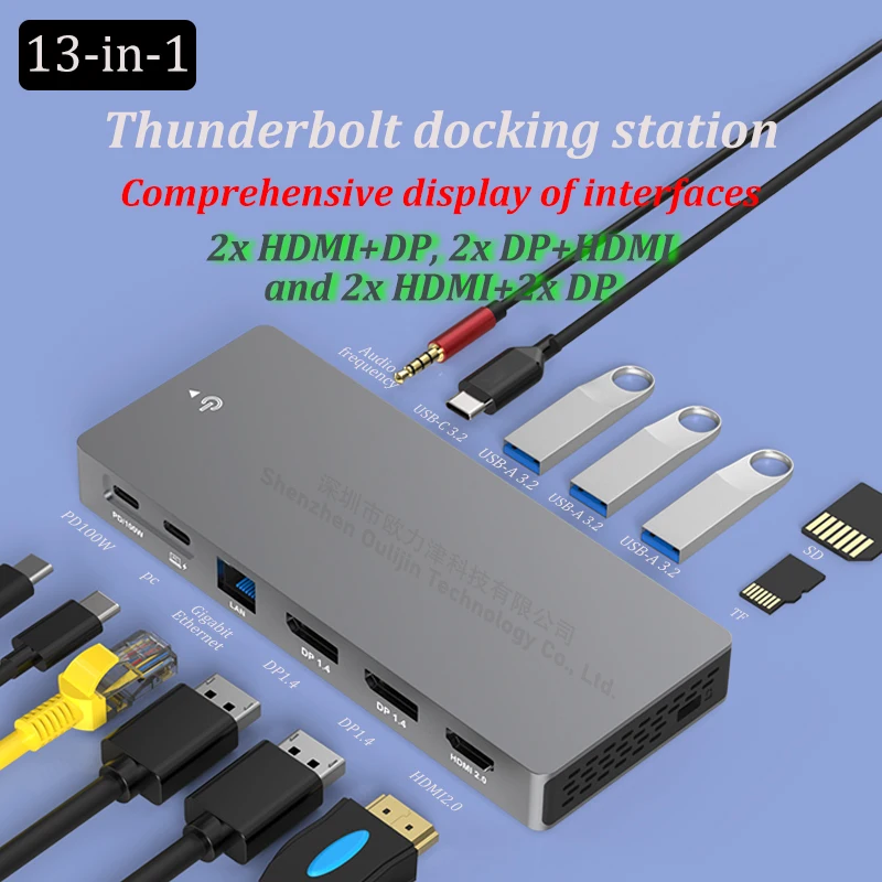 Mst Hub Usb-c Gen2 10gbps Data Thunderbolt Dock 2x Hdmi dp 4k 60hz Acessórios para Laptop para Macbook Matebook Notebook Dell Lenovo hp Magicbook Asus Samsung Msi Huawei Honor - Imagem 6
