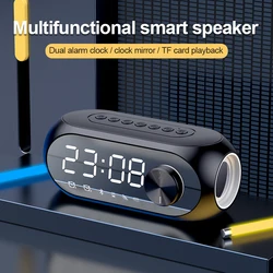 Portable Wireless Bluetooth Speaker with Alarm Clock and FM Radio - Enhanced Sound System with Built - In Subwoofer and Ambient Lamp (Black)