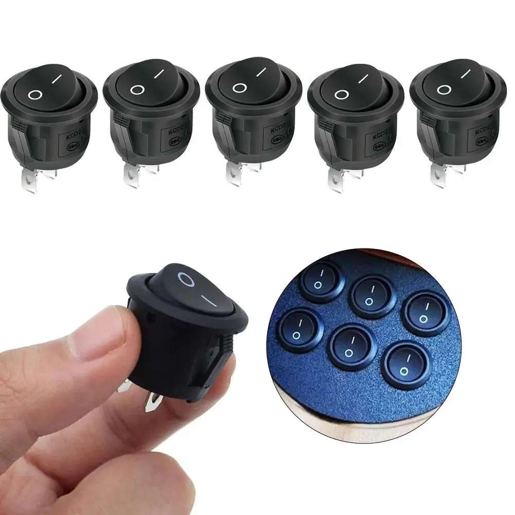 5/10PCS 전원 로커 온-오프 스위치 스위치 20MM 라운드 125V 2핀 터미널 크림프 로커 열 스위치 250V 스위치 A7Q0