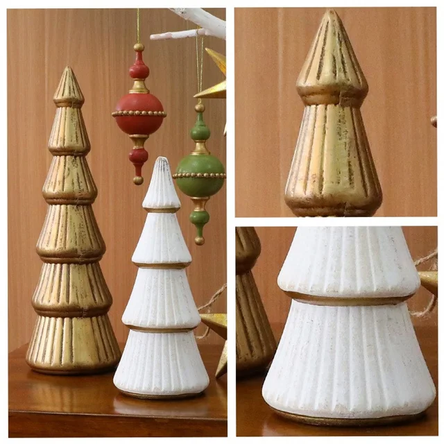 2025 Christmas Tree Wooden Ornaments, Christmas Indoor Tabletop Window Decorations, Golden Christmas Tree Tabletop Decoration 2