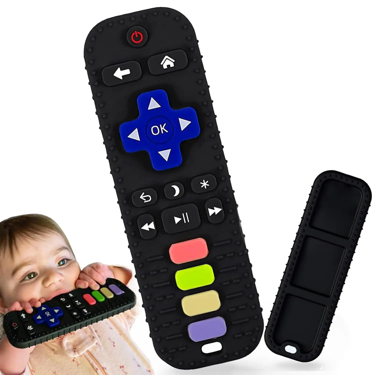 

Baby Teether Toy Chew Toy for Babies 3-24 Months TV Remote Control Shape Teething Relief Baby Toys for Infants Sensory Education