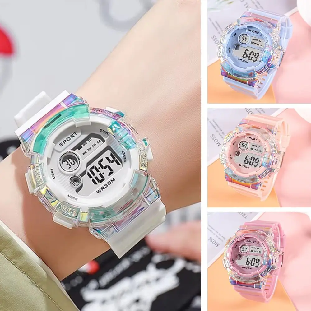Waterproof LED Luminous Dial Kids Sports Watch with Alarm and Night Light