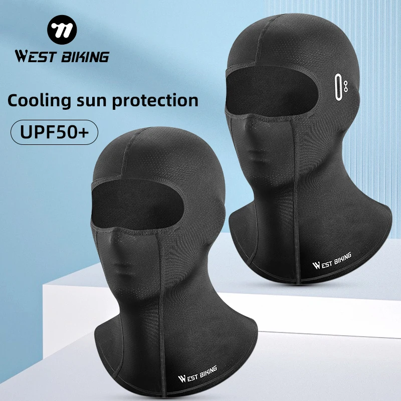 WEST BIKING Summer Cooling Cycling Caps Moisture Wicking MTB Motorcycle Helmet Breathable Balaclava Anti-UV Full Face Mask