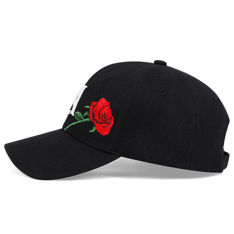 Unisex-Baseballmützen mit LA-Rose-Stickerei, für Frühling und Herbst, für den Außenbereich, verstellbare Freizeithüte, Sonnenschutzhut – Detail 3