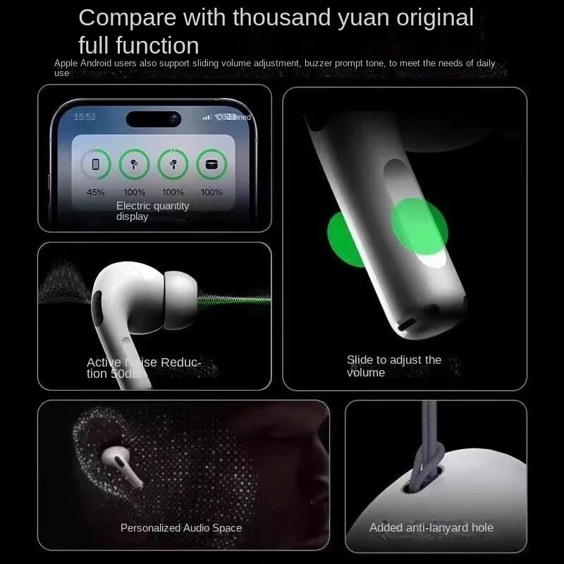 ANC Touch Pro3 무선 헤드폰, LED 스크린, TWS 이어버드, 터치 액티브 소음 감소, 블루투스 헤드폰, 스포츠 헤드폰