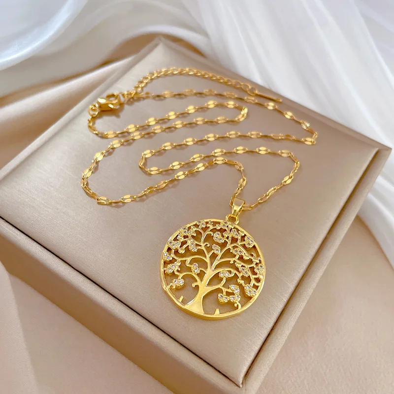 XIYANIKE 316L Stainless Steel Women's Necklace Gold Color Round