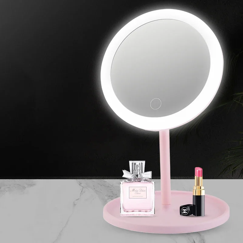 Makeup Mirror Vanity Cosmetic Mirror Storage Base USB Rechargeable Detachable 3 levels LED Portable