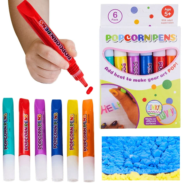 DIY Ink Puffs Up 3D Art Pens Like Popcorn 6pcs Magic Popcorn Pens Safe Pen  Greeting Birthday Cards Handmade Kids Gifts - AliExpress