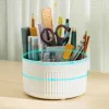 1 Piece 360 ° Rotating Cosmetics Storage Box 5-Grids Stripesd Partition Desktop Stationery Makeup Brush Eyebrow Pencil Lipstick Multi-Functional Storage Pen Holder Storage Box 2