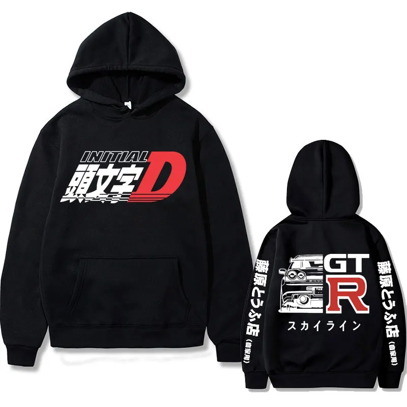 

Anime Drift AE86 Initial D Print Hoodie Casual Goth Men's Hoody Sweatshirt R34 Skyline GTR JDM Oversized Manga Hoodies Male Tops