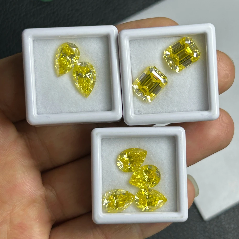 Meisidian GRA Coated Color Pear 7x10mm 2 Carat Dark Yellow Diamond Moissanite Stone
