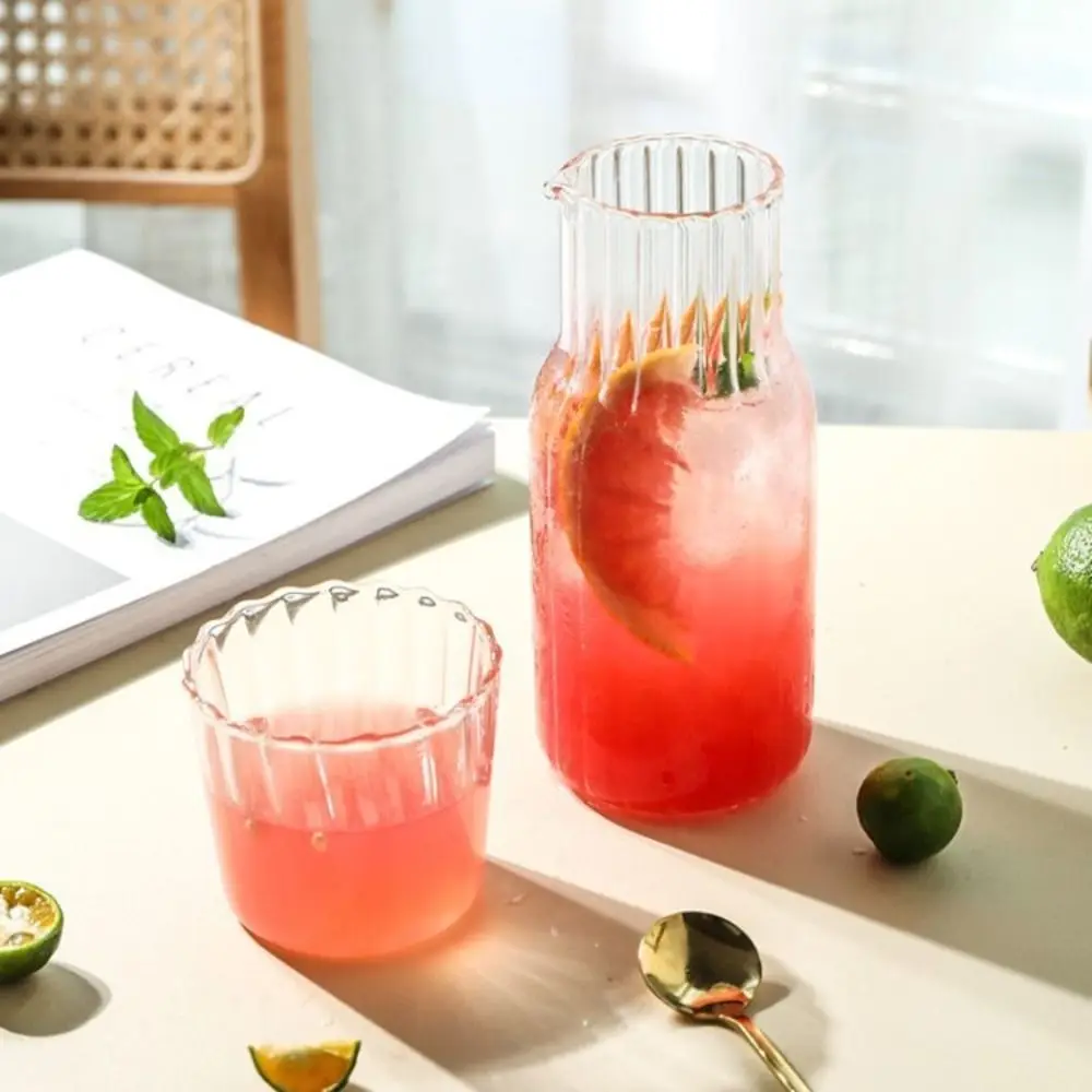 1 Set Bedside Water Carafe Glass Set Night Carafe with Tumbler Glass 600ml