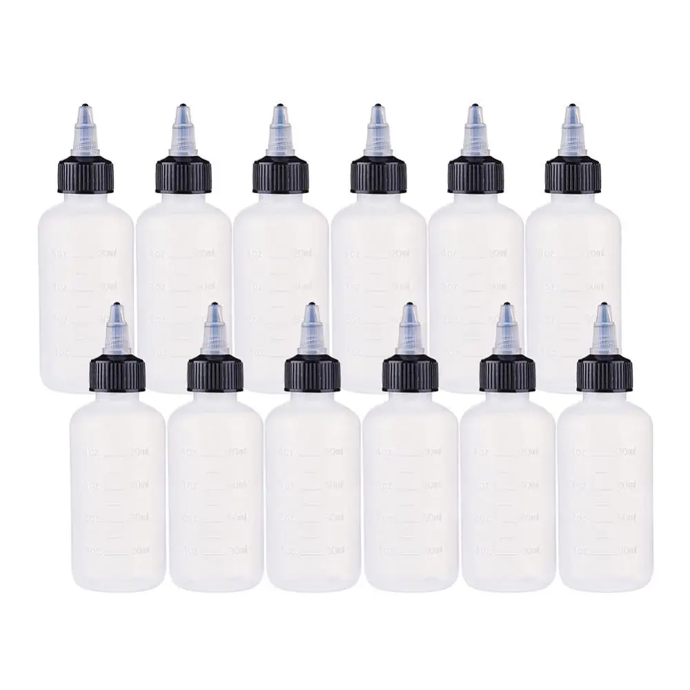 12pcs Plastic Glue Bottles 120ml Clear Dropper Bottle With Screw-On Lids for Liquid Storage Container Jars DIY Crafts Decoration