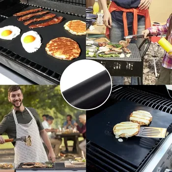 4Pcs Mats for Gas Grill Reusable BBQ Grill Mats Pad Oven Accessories Cooking Plate Outdoor Picnic Party Grilling Mat Tool 4