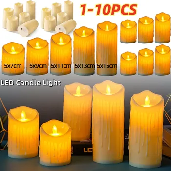 1-10PCS Flameless LED Candles Light Battery Operated Simulation Flickering Candles Lamp for Wedding Birthday Party Decorations 1