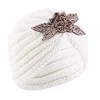 New Women Winter beaded flower knit Hat Autumn Winter Warm Turban Turban Hats Elastic Bonnet Headwrap Bandana Hair Accessories 6