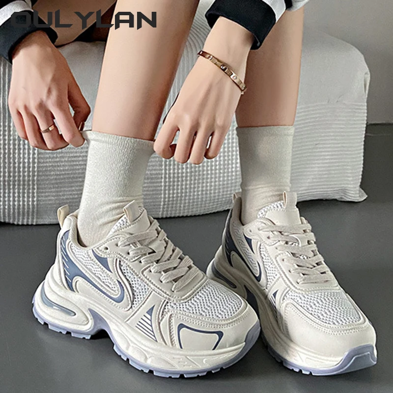 Female Sports Running Thick Sole Shoes Women's Chunky Sneakers Spring Casual Ladies Fitness Vulcanize