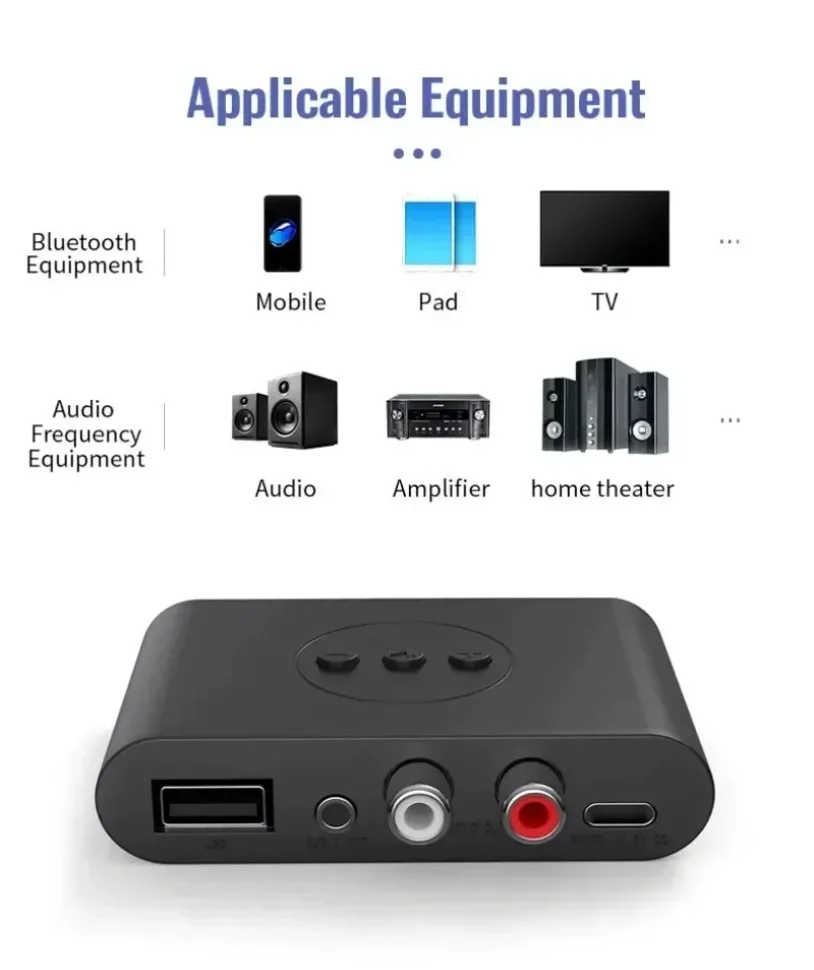 블루투스 5.0 오디오 리시버 U 디스크 RCA 3.5mm 3.5 AUX USB 잭 스테레오 음악 무선 어댑터 마이크 차량용 키트 스피커 앰프