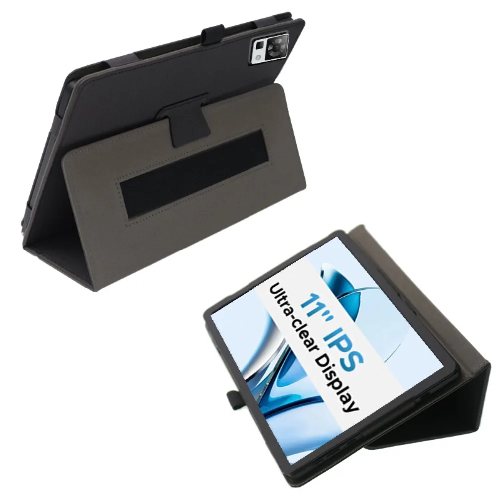 Premium PU Leather Tablet Cover with Two-Fold Stand & Hand Strap