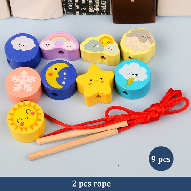 Primary Lacing Beads Educational Montessori Stringing Toy Autism Toys Toddlers Kids Preschool Children Training Gifts 9
