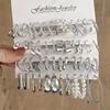 24 Pcs Fashion Vintage Hoop Earrings Set for Women Boho Metal Circle Geometric Twist Pearl Studs Earrings Trendy Jewelry Gifts 1