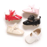 Girls' Baby Shoes Bow Princess Flat Bottom Anti slip Soft Bottom Walking Newborn Crib Dress Shoes 0-18M 2