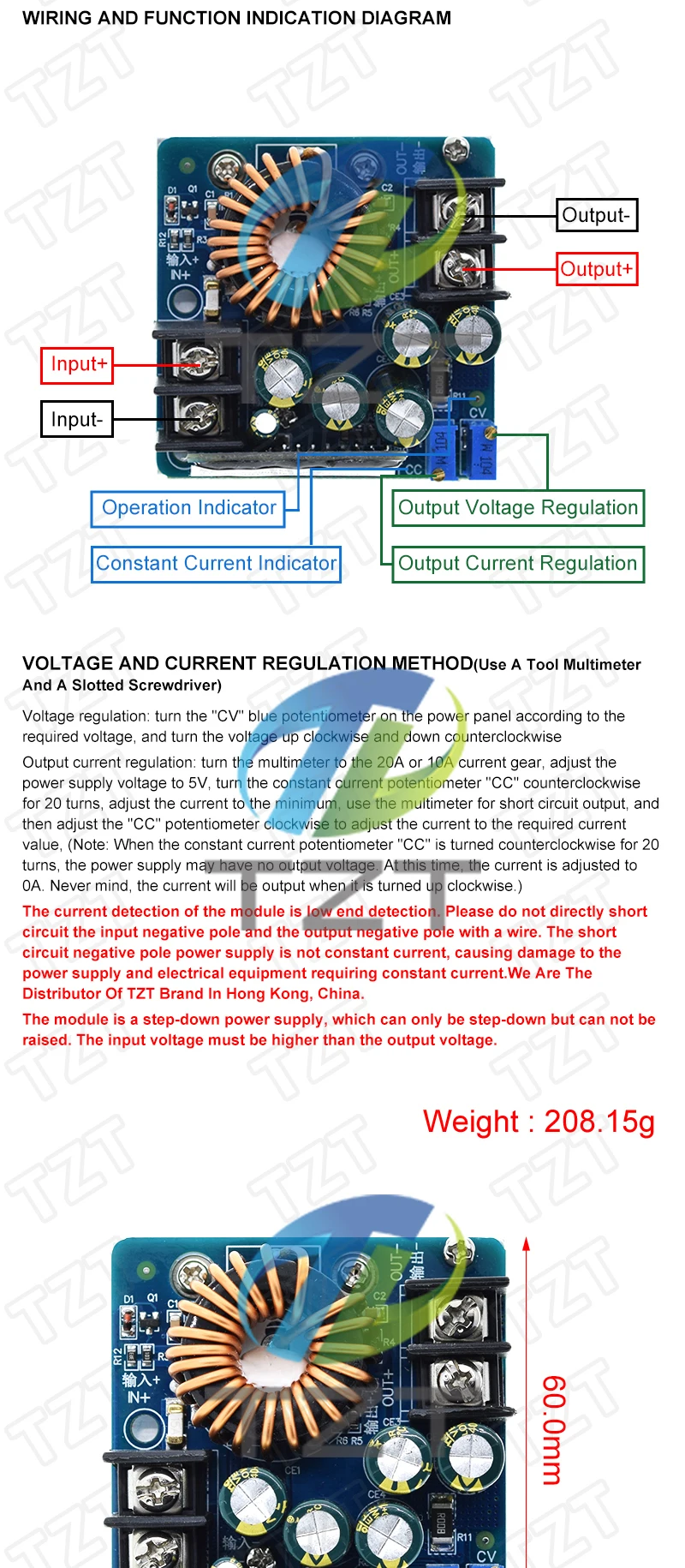 DC-DC 400W 15A Step Down Buck Converter DC 10V-60V zu 0-45V Konstantspannung Konstantstrom Einstellbares Netzteilmodul – Detail 2