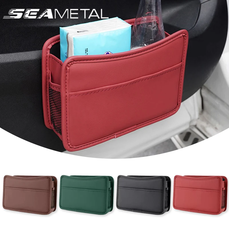 SEAMETAL PU Leather Car Side Door Storage Box Auto Waterproof